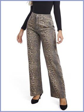 Women's Straight Leg High Waisted Stretch Wide Leg Mom Jeans